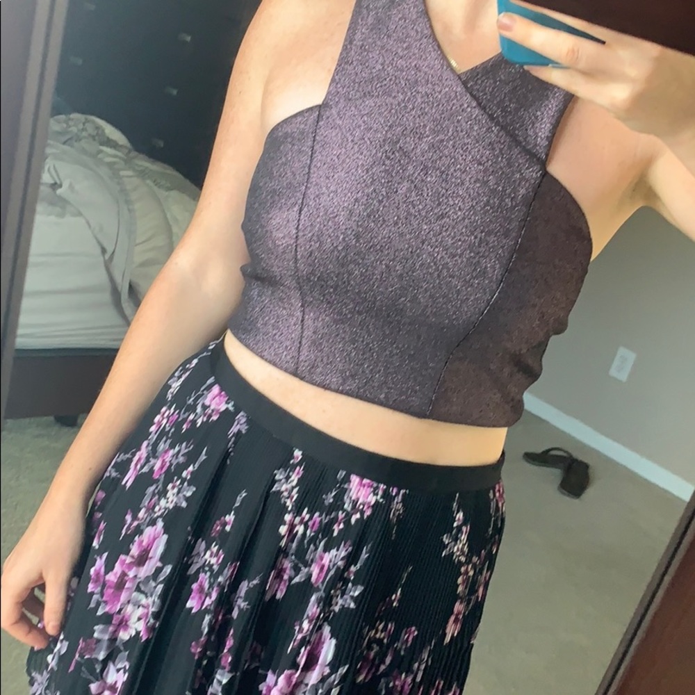 Purple glittery metallic crop top. With tags